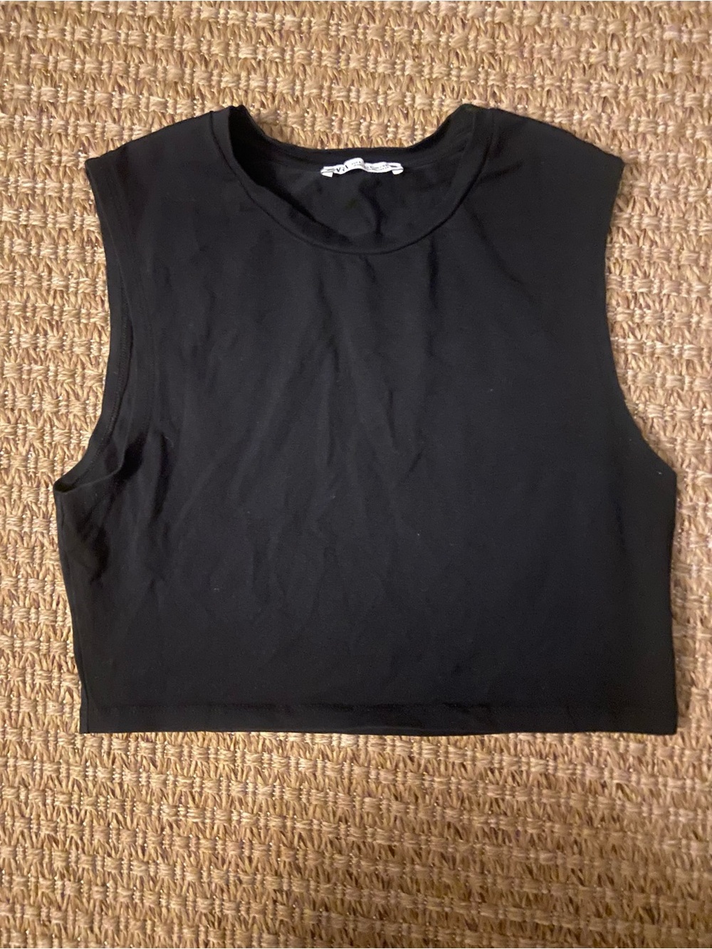 Zara Black Sleeveless Cropped Tank
